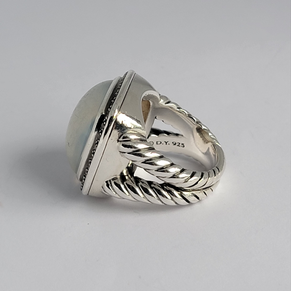 David Yurman Albion 17mm Moonstone Diamond Moonlight Ice Ring - Picture 7 of 9